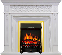 Каминокомплект Royal Flame Alexandria очаг Fobos FX Brass белый дуб Royal Flame Alexandria очаг Fobos FX Brass белый дуб